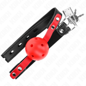 Kink Collar & Gag-Palla Solida Vuota 4 cm Gag con Cinturino Nera 60 · Bondage & Manette (imaginea 4)