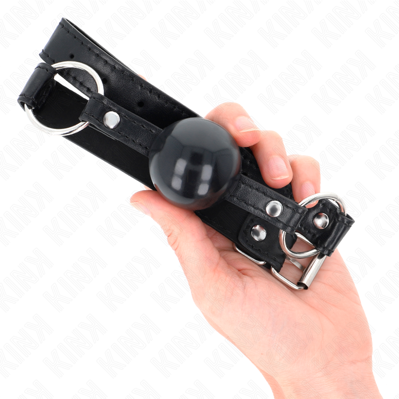 Kink Collar & Gag-Gag con Sfera Tpe Nero 4 cm, 60 X 2 cm · Bondage & Manette (imaginea 4)