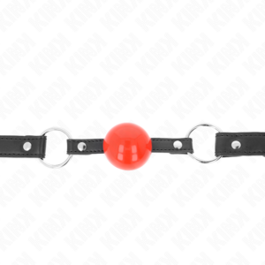Kink Collar & Gag-Ball Gag 4 cm con lucchetto, Rossa Ball, Cinturino · Bondage & Manette