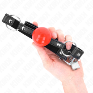 Kink Collar & Gag-Ball Gag 4 cm con lucchetto, Rossa Ball, Cinturino 8 Kink Collar & Gag-Ball Gag 4 cm con lucchetto, Rossa Ball, Cinturino · Bondage & Manette (immagine 4)