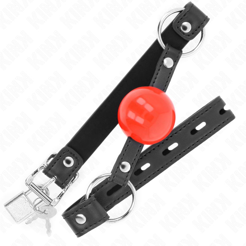 Kink Collar & Gag-Ball Gag 4 cm con lucchetto, Rossa Ball, Cinturino 2 Kink Collar & Gag-Ball Gag 4 cm con lucchetto, Rossa Ball, Cinturino · Bondage & Manette (immagine 2)