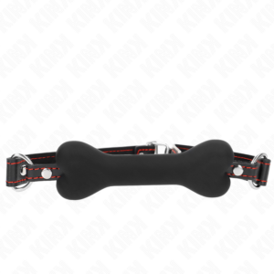 Kink Collar & Gag-Black Bone 12 cm Gag 63 X 2 cm-Silicone