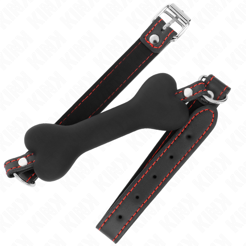 Kink Collar & Gag-Black Bone 12 cm Gag 63 X 2 cm-Silicone 2 Kink Collar & Gag-Black Bone 12 cm Gag 63 X 2 cm-Silicone · Bondage & Manette (imaginea 2)