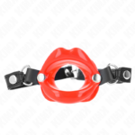 Kink Collar & Gag-Gag Lip 8 cm con Bracciale in imitazione di pelle · Bondage & Manette
