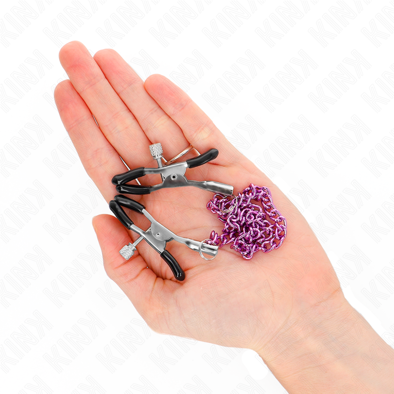 Kink Nipple Grip-Morsetti per capezzolo a catena Viola - 30 cm-Metal · Accessori BDSM (imaginea 4)