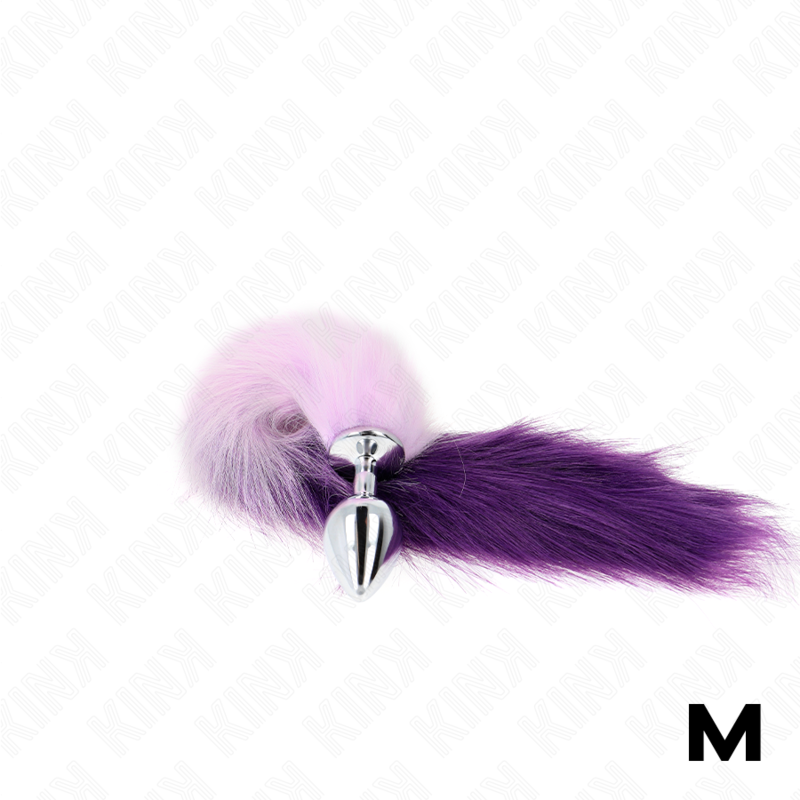 Kink Pleasure Plugs-Plug anale Size M 8 X 3.5 cm con Coda-Viola, Taglia M · Accessori BDSM (imaginea 4)