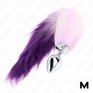 Kink Pleasure Plugs-Plug anale Size M 8 X 3.5 cm con Coda-Viola, Taglia M · Accessori BDSM (imaginea 2)