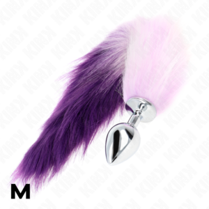 Kink Pleasure Plugs-Plug anale Size M 8 X 3.5 cm con Coda-Viola, Taglia M · Accessori BDSM (imaginea 3)