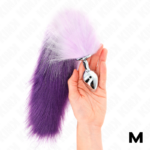 Kink Pleasure Plugs-Plug anale Size M 8 X 3.5 cm con Coda-Viola, Taglia M · Accessori BDSM
