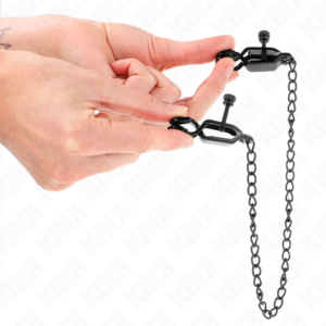 Kink Nipple Grip-Morsetti per capezzoli a catena piatta nera 30 · Accessori BDSM (imaginea 3)