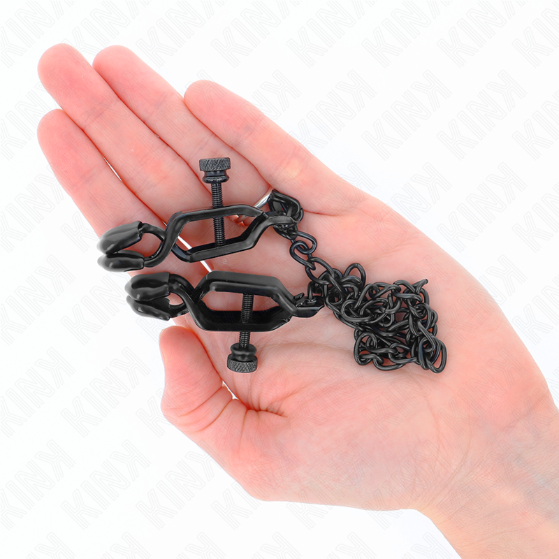 Kink Nipple Grip-Morsetti per capezzoli a catena piatta nera 30 · Accessori BDSM (imaginea 4)