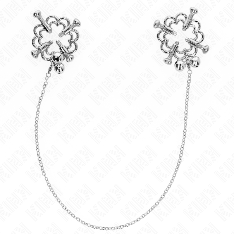 Kink Nipple Grip-Morsetti per capezzoli Fiore Metallico a Catena 2 Kink Nipple Grip-Morsetti per capezzoli Fiore Metallico a Catena · Accessori BDSM (immagine 2)