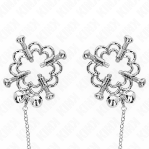 Kink Nipple Grip-Morsetti per capezzoli Fiore Metallico a Catena · Accessori BDSM (immagine 4)