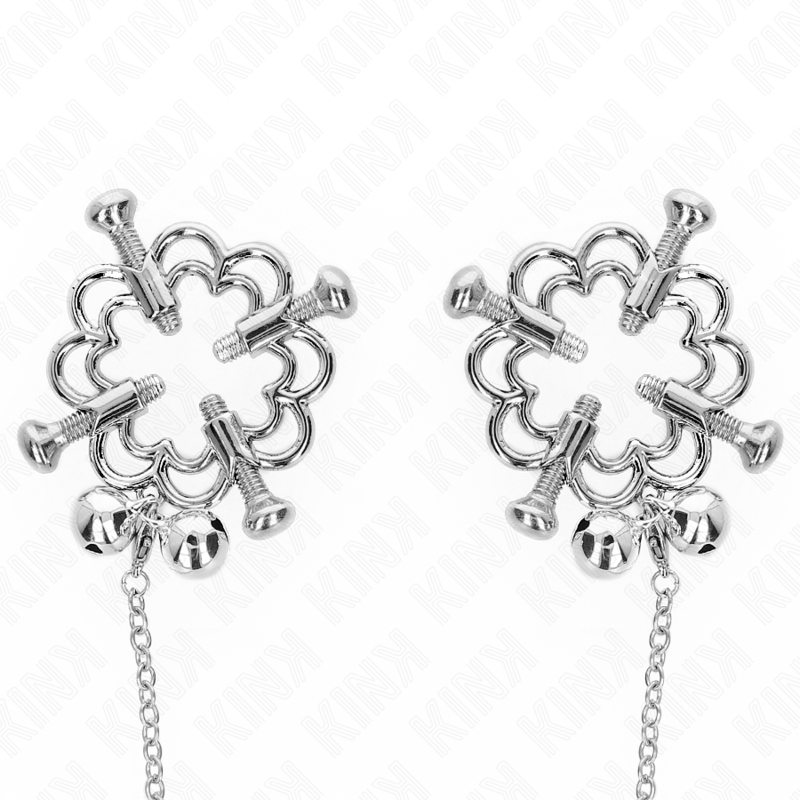 Kink Nipple Grip-Morsetti per capezzoli Fiore Metallico a Catena · Accessori BDSM (immagine 4)