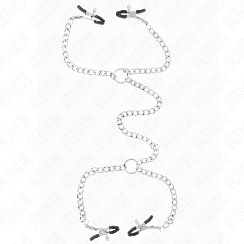 Kink Nipple Grip-4 Morsetti per capezzoli con catene 32 cm 1 Kink Nipple Grip-4 Morsetti per capezzoli con catene 32 cm · Accessori BDSM