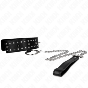 Kink Collar & Gag-Collana con guinzaglio 65 cm con bersagli in argento Modello 1 · Bondage & Manette (imaginea 2)