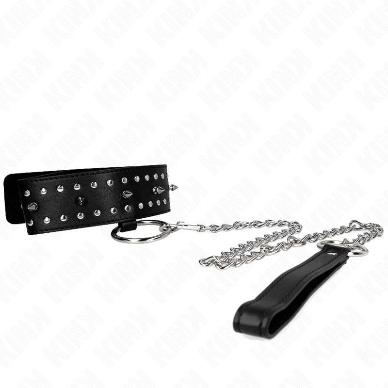 Kink Collar & Gag-Collana con guinzaglio 65 cm con bersagli in argento Modello 1 2 Kink Collar & Gag-Collana con guinzaglio 65 cm con bersagli in argento Modello 1 · Bondage & Manette (imaginea 2)