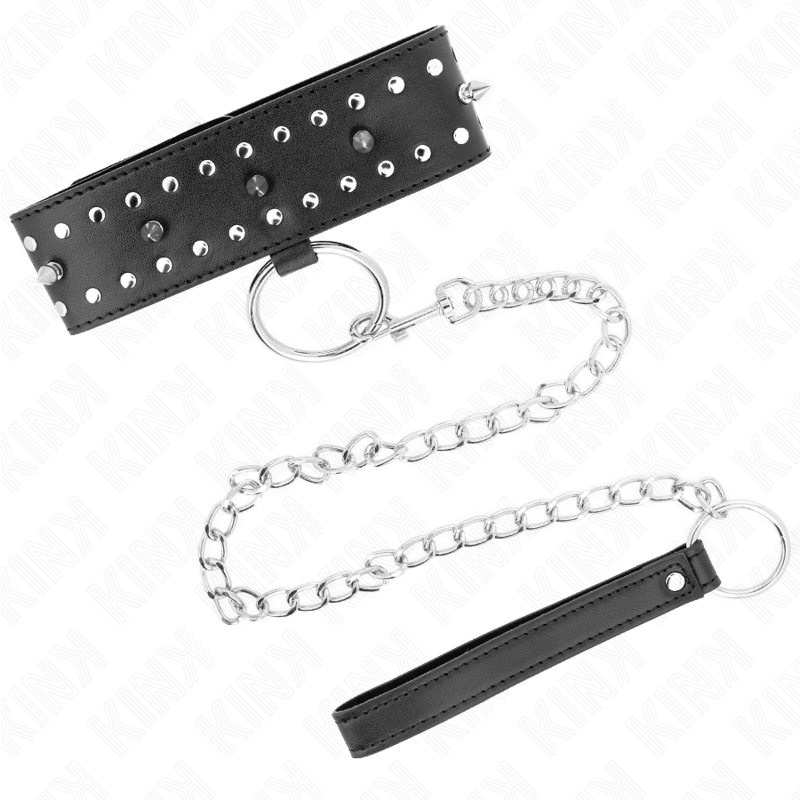 Kink Collar & Gag-Collana con guinzaglio 65 cm con bersagli in argento Modello 1 4 Kink Collar & Gag-Collana con guinzaglio 65 cm con bersagli in argento Modello 1 · Bondage & Manette (imaginea 4)