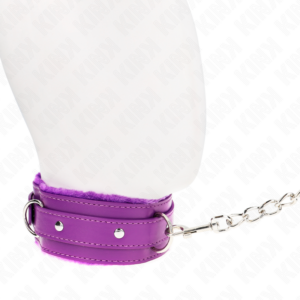 Kink Collar & Gag-Collana con guinzaglio 65 cm con restrizioni viola · Bondage & Manette (imaginea 3)
