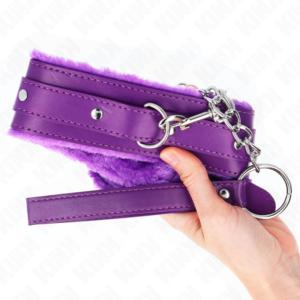 Kink Collar & Gag-Collana con guinzaglio 65 cm con restrizioni viola · Bondage & Manette (imaginea 4)