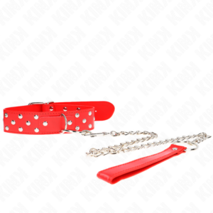 Kink Collar & Gag-Collana con Notte, Anello e Cinturino 65 cm Rosso · Bondage & Manette (imaginea 3)