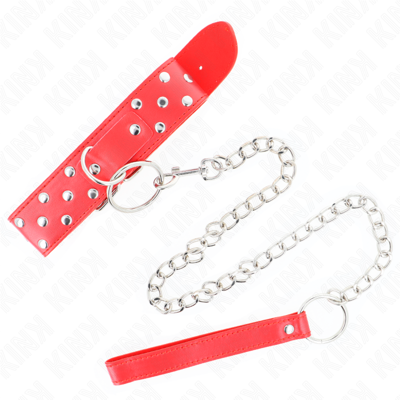 Kink Collar & Gag-Collana con Notte, Anello e Cinturino 65 cm Rosso · Bondage & Manette (imaginea 4)