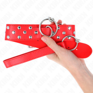 Kink Collar & Gag-Collana con Notte, Anello e Cinturino 65 cm Rosso · Bondage & Manette (imaginea 5)