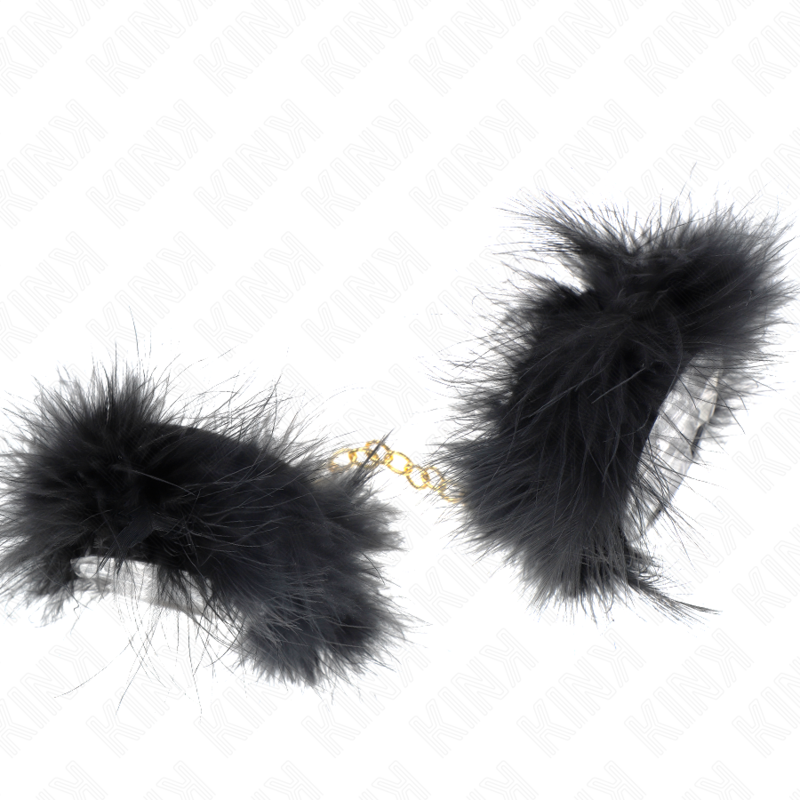 Kink Wrist Restraint-Manopole con piume e catena Oro · Accessori BDSM (immagine 2)