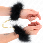 Kink Wrist Restraint-Manopole con piume e catena Oro · Accessori BDSM