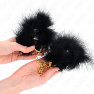 Kink Wrist Restraint-Manopole con piume e catena Oro · Accessori BDSM (immagine 4)
