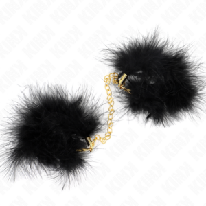 Kink Wrist Restraint-Manopole con piume e catena Oro · Accessori BDSM (immagine 3)