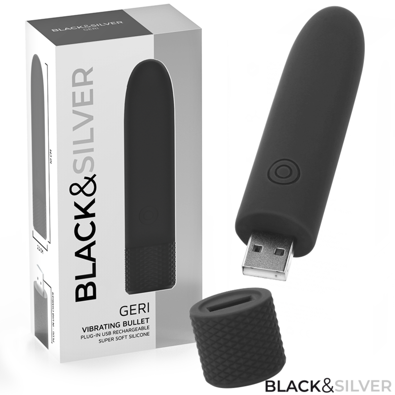Black&silver-Geri Usb Ricaricabile Bullet Vibrante 8 Vibrazioni