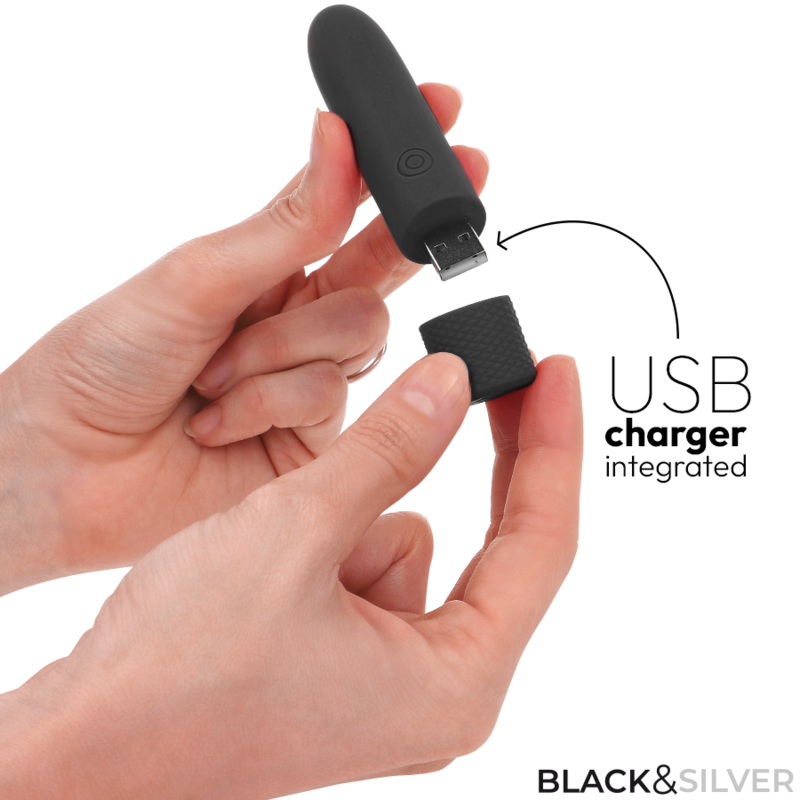 Black&silver-Geri Usb Ricaricabile Bullet Vibrante 8 Vibrazioni — BLACK&SILVER · Vibratori (imaginea 4)