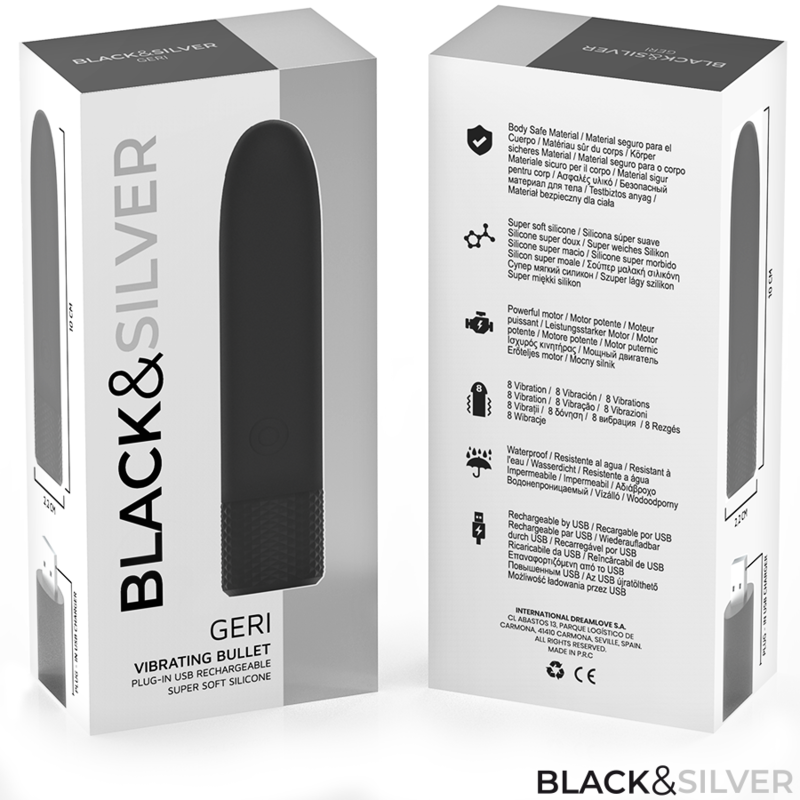 Black&silver-Geri Usb Ricaricabile Bullet Vibrante 8 Vibrazioni — BLACK&SILVER · Vibratori (imaginea 7)