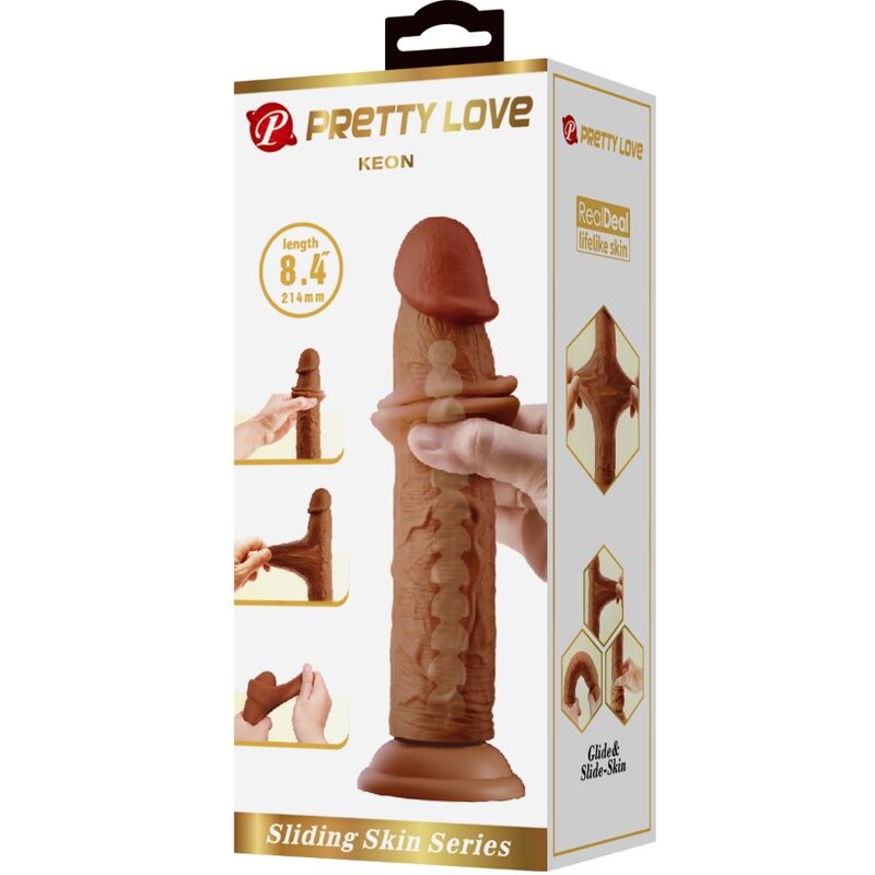 Dildos-Keon Dildo Realist 21 cm Marrone-TPR, Impermeabile, Ventosa — PRETTY LOVE · Dildo & Stimolatori (imaginea 7)