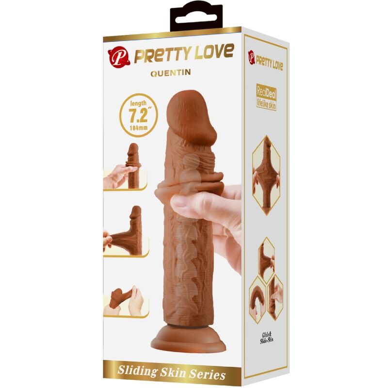 Dildos-Quentin Dildo Realist 18 cm Marrone-TPR, Impermeabile, Ventosa — PRETTY LOVE · Dildo & Stimolatori (imaginea 5)