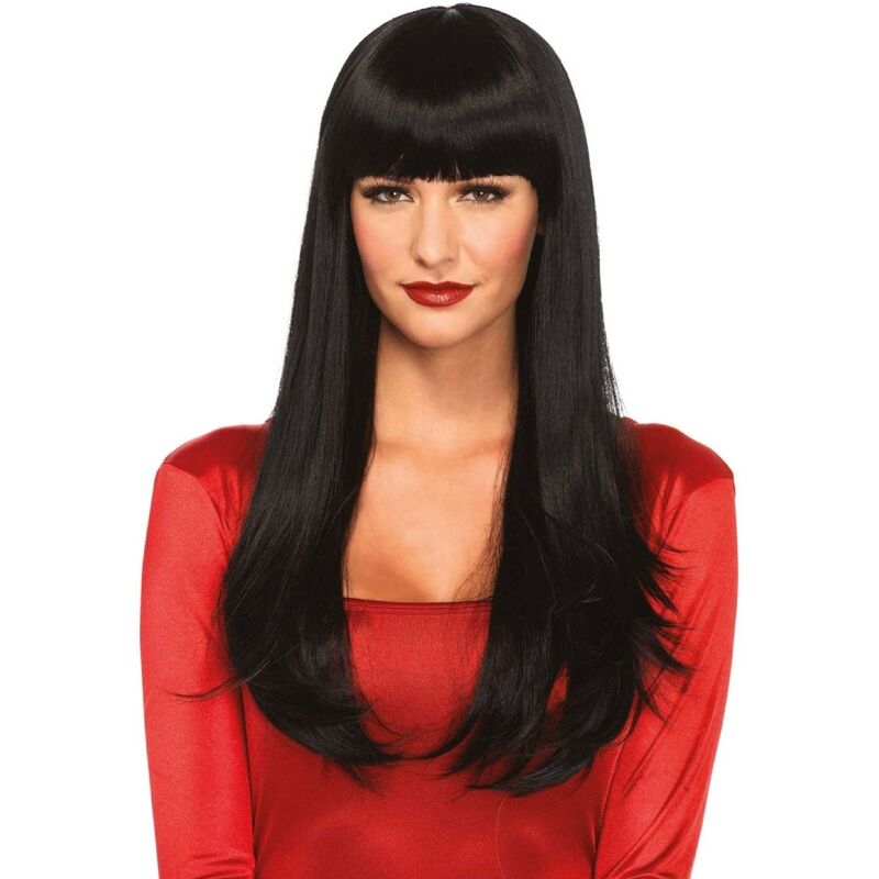 Leg Avenue Accessories-Bangin Parrucca Lunga Destra con Bretone Nero