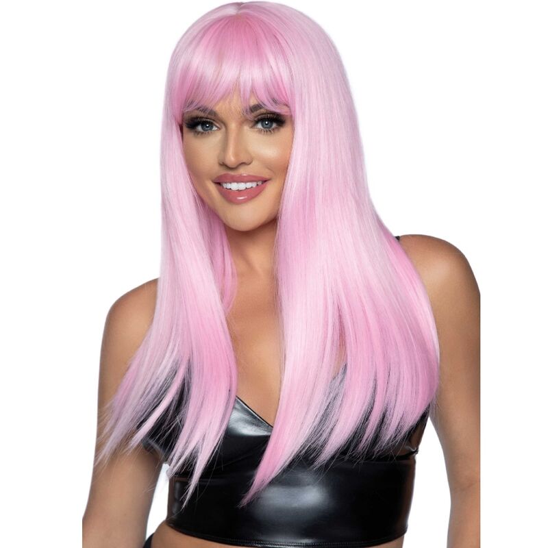 Leg Avenue Accessories-Parrucca Lunga Destra con Bretone, Rosa