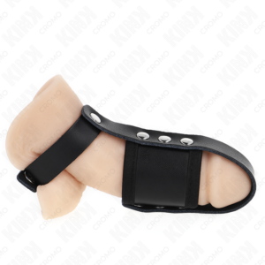 Kink Ring Power-Anello gabbia per pene in pelle con cinturino