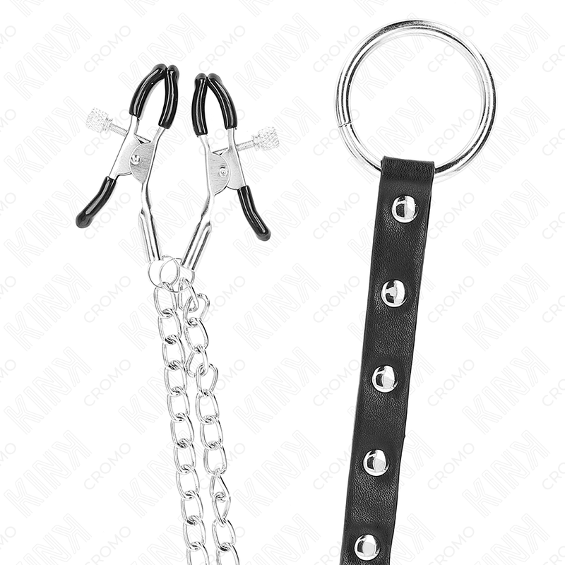 Kink Ring Power-Anello in metallo per pene con catena e morsetti · Accessori BDSM (immagine 5)