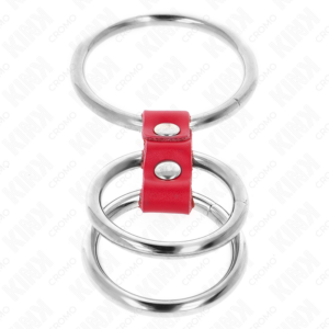 Kink Ring Power-Anello fallico Triplo Metal 3,7 cm a 5 cm Collegato · Accessori BDSM (imaginea 3)
