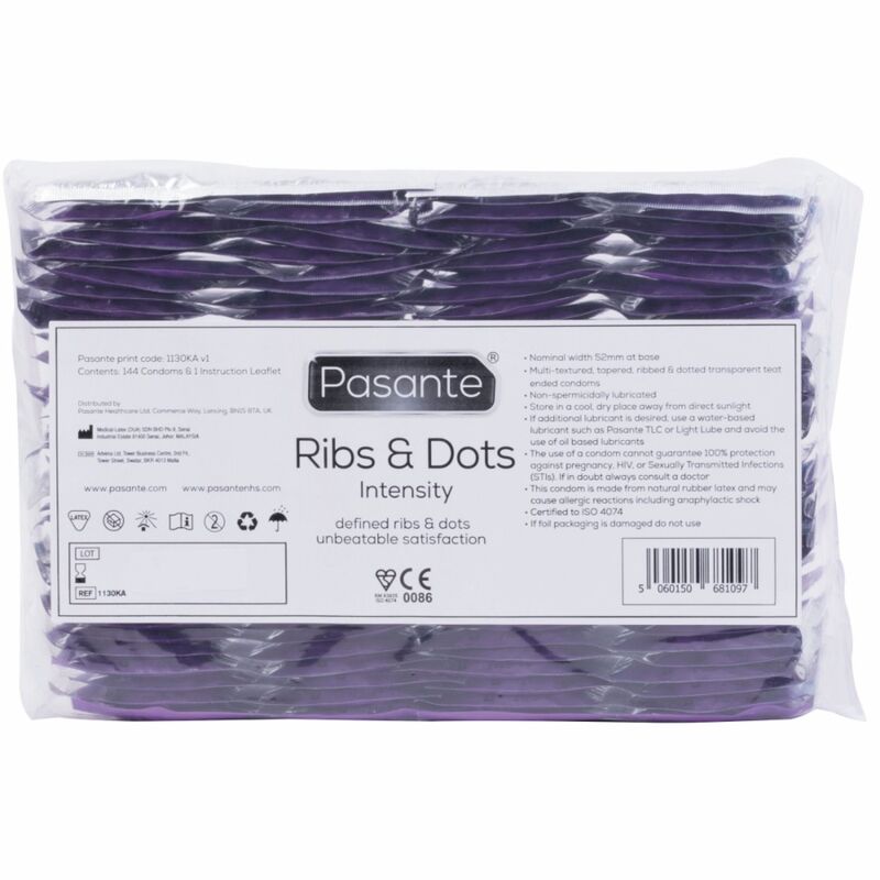Pasante-Ribs & Dots Intensity Preservativi Textured, 144 Pezzi 1 Pasante-Ribs & Dots Intensity Preservativi Textured, 144 Pezzi · Preservativi