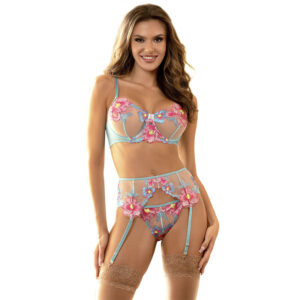 Subblime Sets-954109 Reggiseno e Mutandine con giarrettiera di design floreale
