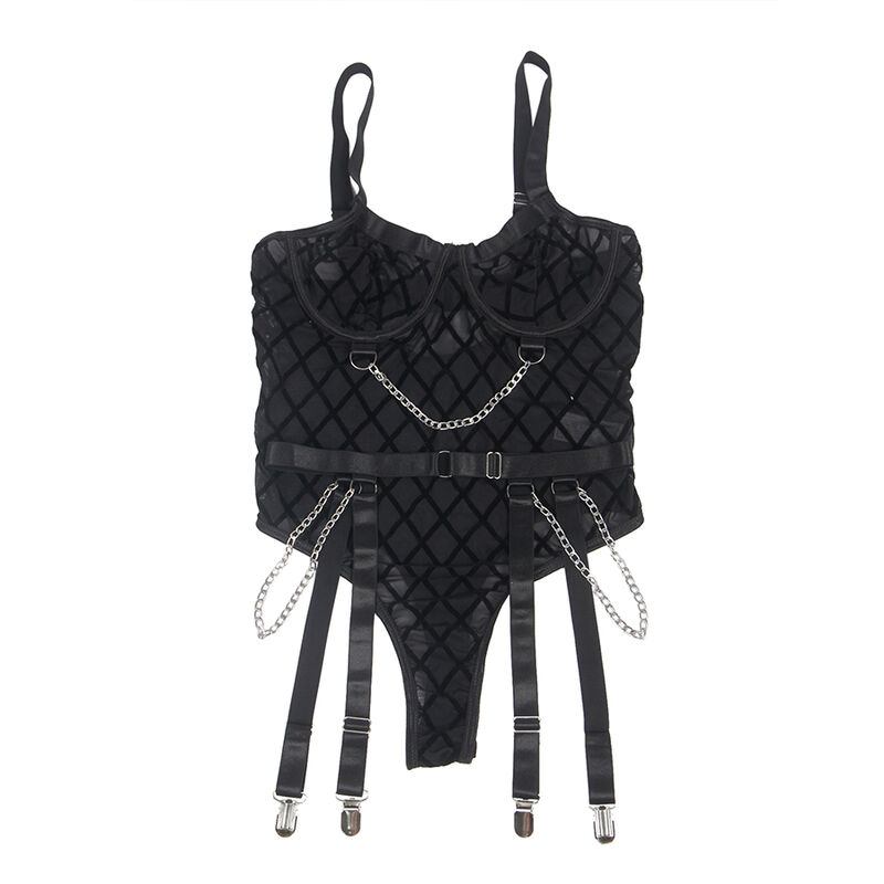 Subblime Bodies-9542277 Corpo con Catene e Giarrettiera, Nero L/XL 2 Subblime Bodies-9542277 Corpo con Catene e Giarrettiera, Nero L/XL · Lingerie sexy donna (imaginea 2)