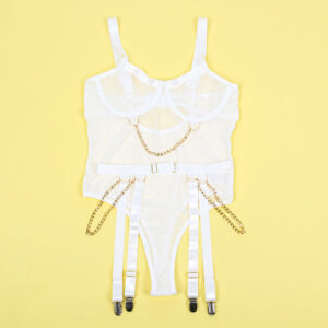 Subblime Bodies-954284 Corpo con Catene + Giarrettiera Bianca S/M · Lingerie sexy donna (imaginea 7)