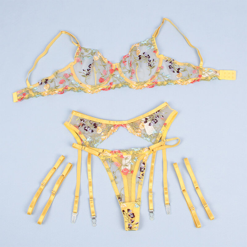 Subblime Sets-954352 Reggiseno + Tanga + Giarrettiera floreale Giallo L/XL 5 Subblime Sets-954352 Reggiseno + Tanga + Giarrettiera floreale Giallo L/XL · Lingerie sexy donna (imaginea 5)