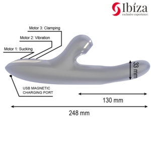 Ibiza Technology-Double Clamping Vibratore Nero-Silicone · Vibratori (immagine 4)