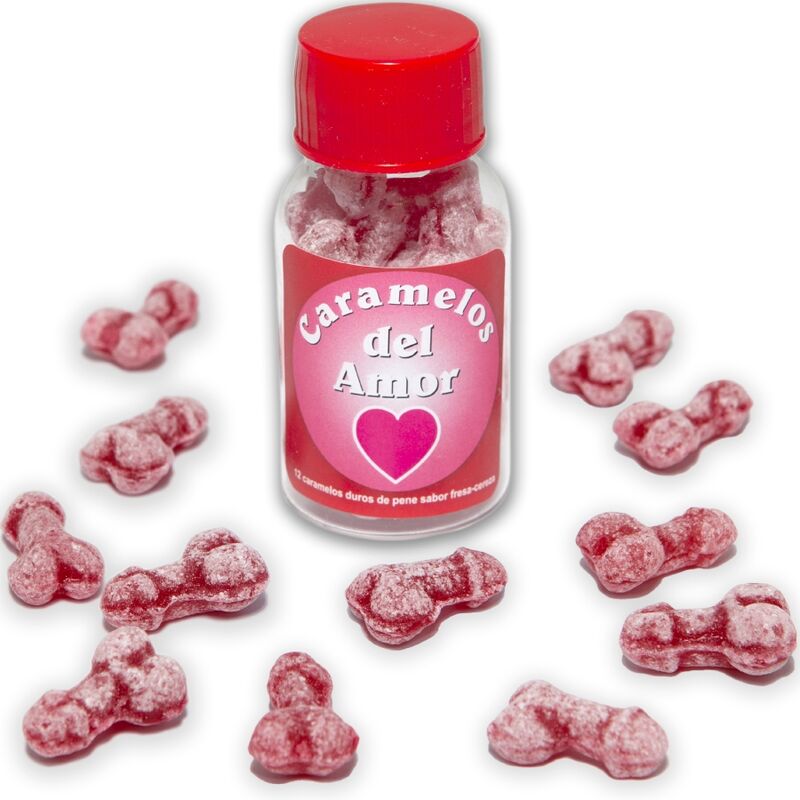 Diablo Picante-12 caramelle a forma di pene fragole/ciliegie