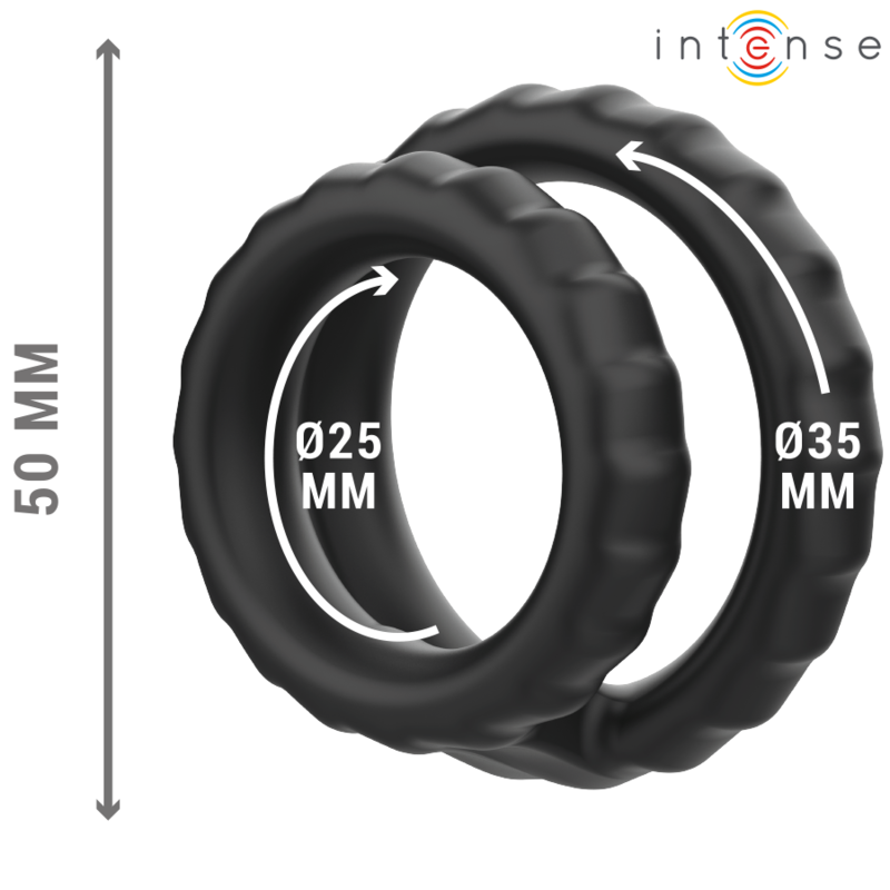 Intense For Him-Dewey Anello fallico Doppio Silicone Nero Model 2 · Anelli & Guaine per pene (immagine 3)