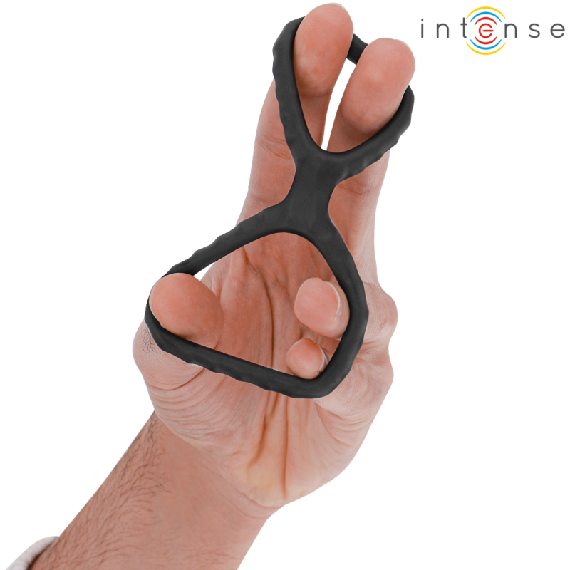 Intense For Him-Dewey Anello fallico Doppio Silicone Nero Model 2 · Anelli & Guaine per pene (immagine 4)